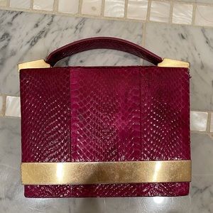 Brian Atwood exotic skin magenta & gold hardware